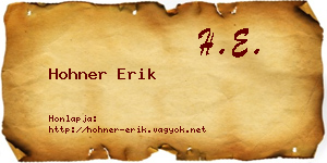 Hohner Erik névjegykártya
